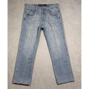 5ive Jungle & Co. Jeans Mens 36 Light Wash Straight Leg Zip Fly Embroidered